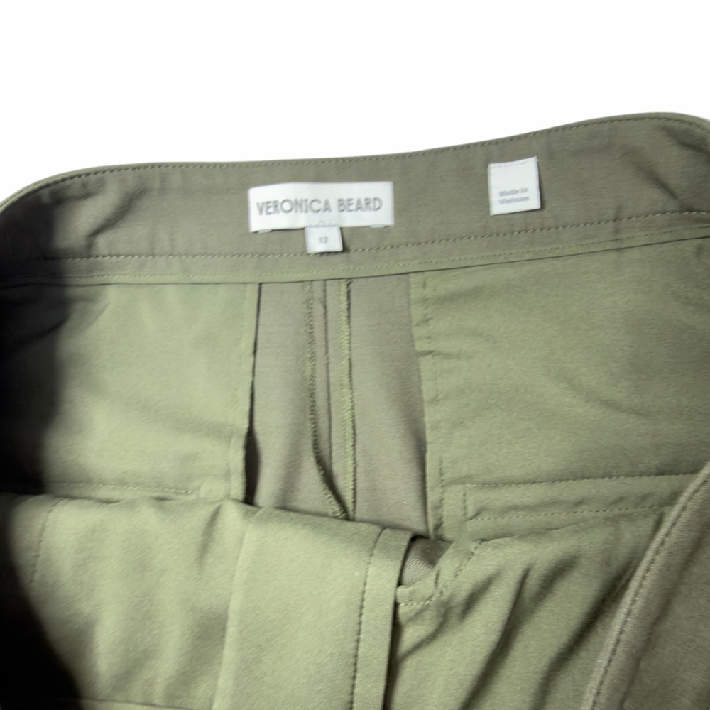 Veronica Beard Arte High Rise Cropped Wool Blend Pants Olive Size 12 - Picture 8 of 13